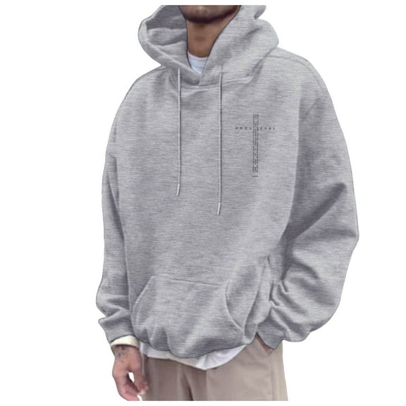 sususu Hoodies for Men Graphic Verse Graphic Hooded Sweatshirt For Everyday Wear And Stylish Comfort,Grey,XL
