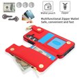 thumbnail image 3 of Allytechgroup for Samsung Galaxy S22 Wallet Case, Zipper Pocket Cards Holder RFID Blocking Ring Holder Stand Bumper Shockproof PU Leather Retro Phone Case for Samsung Galaxy S22, Red, 3 of 9