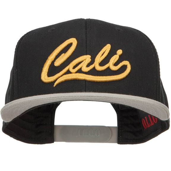 3D Cali Embroidered Two Tone Snapback Cap - Grey Black OSFM