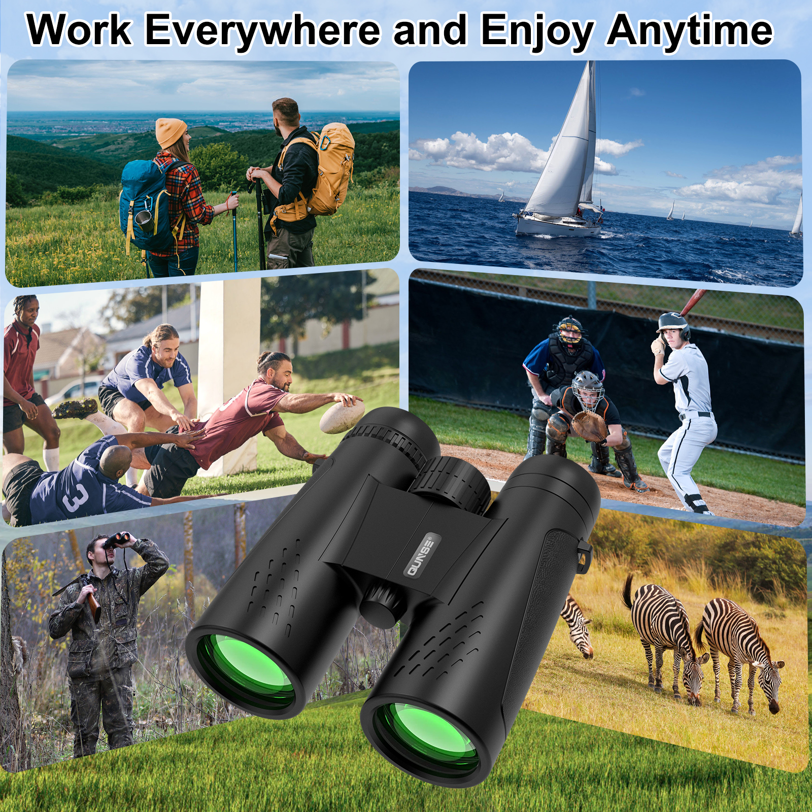 Binoculars for Adults Kids 10X42 Binoculars Wide View BAK4 Clear Waterproof Binoculars with Storage Bag for Outdoor Hiking Event Birding Concert, Easy to Focus
