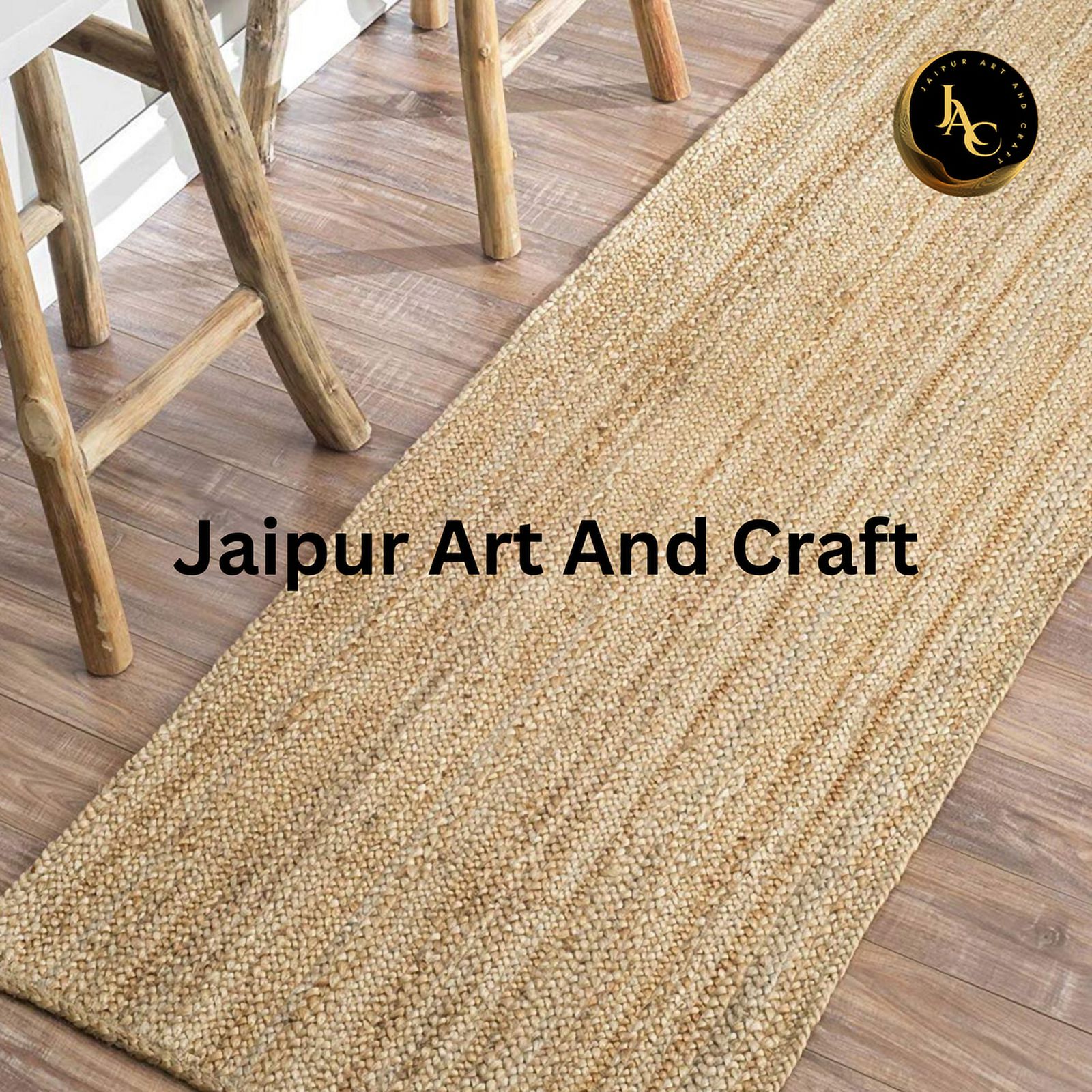 Jaipur Art And Craft Jute Area Rug Rectangle Braided Reversible Carpet for Bed Room (2x6 Sq ft)