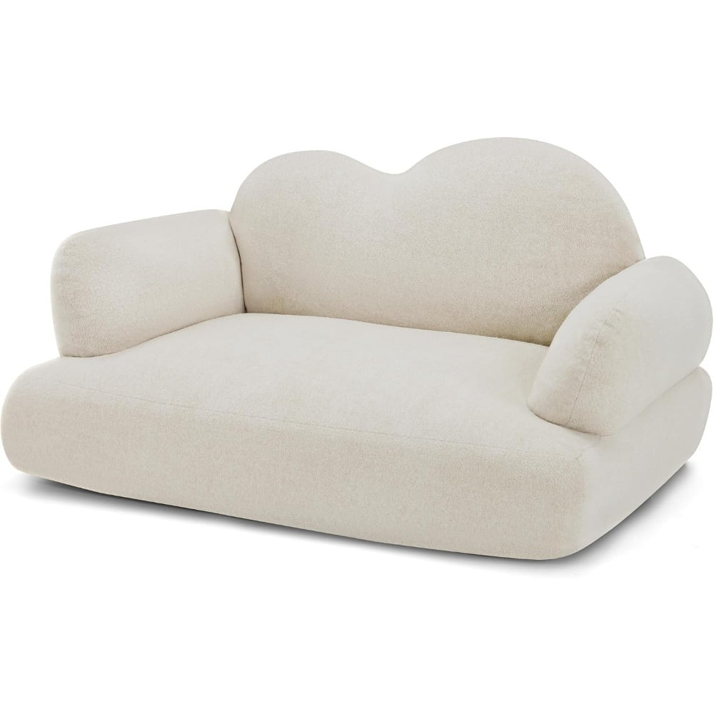 Dog Sofa Couch for Medium Breed Soft Full Foam Dog Couch Bed with Anti-Slip Bottom PS695 White
