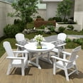 thumbnail image 2 of WestinTrends Dylan Adirondack Outdoor Dining Set for 4, All Weather Poly Lumber Patio Table and Chairs Set of 4, 47" Trestle Round Dining Table and Seashell Adirondack Dining Chair, White, 2 of 8