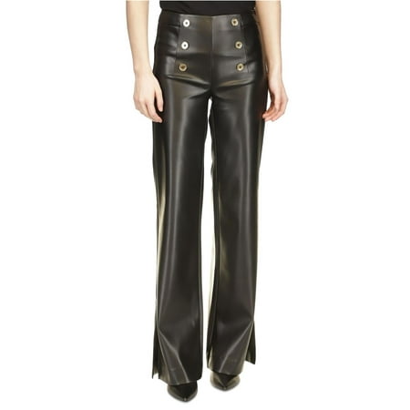 Michael Kors Womens Faux Leather Sailor Casual Wide Leg Pants Black Small