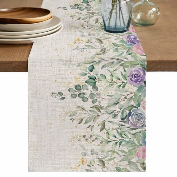 Table Runner 72 Inches Long for Kitchen Dining, Eucalyptus Leaves Dresser Scarf Farmhouse, Dining Table Decorations for Wedding/Parties, Sage Green Summer Botanical Weeping 16 x 72 In