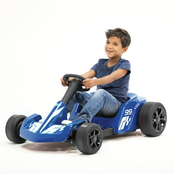 Kalee Blue Asphalt Racer 12V Go Kart Powered Ride-on for Boys and Girls