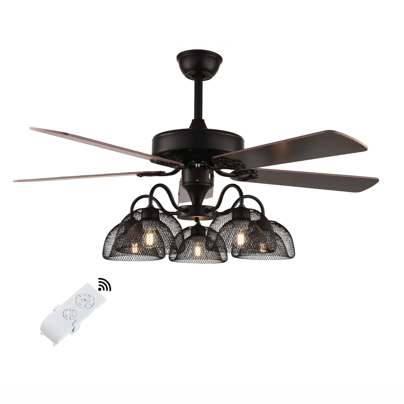 Miumaeov 5 Lights Ceiling Fan Light with Remote Control 52 Inches