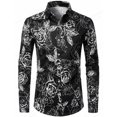 thumbnail image 1 of Camisas hawaianas con rosas rojas Camisas con estampado floral Camisas de moda para hombres Blusa de playa de manga larga Blusa blanca Ropa para hombres Voion, 1 of 6
