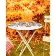 thumbnail image 5 of Round Fitted Tablecloths with Elastic Edge Autumn Flower Leaf Oil-Proof Waterproof Wipeable Table Cover for Kitchen Dining Party Decor Thanksgiving Pumpkin Botanical Table Clothes,55" - 60", 5 of 6
