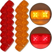 Kojem 14pcs 4" Trailer Side Marker LED Light Red/Amber 12V Surface Mount   Indicators RV Camper Trucks  Double Bullseye Rectangular