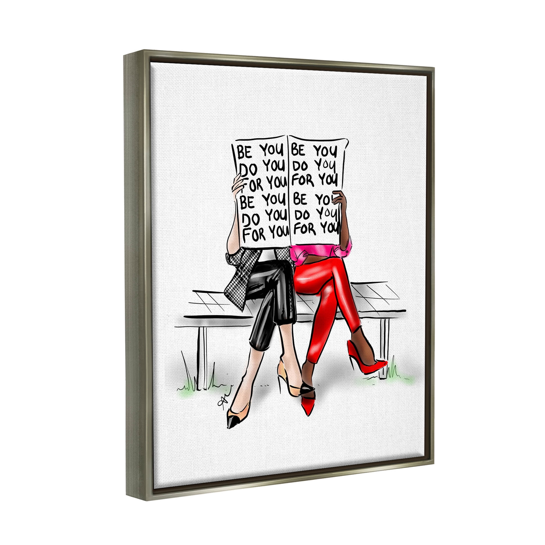 Stupell Industries Be You Confidence Phrase Graphic Art Luster Gray Floating Framed Canvas Print Wall Art, Design by Alison Petrie