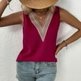 thumbnail image 2 of SWSMCLT Women's V Neck Top Sleeveless Cool Elegant Light Tank Top Lace Casual Basic Summer Thin Loose Vest Burgundy Large, 2 of 4