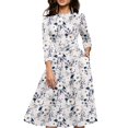 thumbnail image 3 of Simple Flavor Vestido vintage floral para mujer, elegante vestido de noche midi con mangas 3/4 (3155MS L), 3 of 5