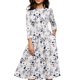 thumbnail image 3 of Simple Flavor Vestido vintage floral para mujer, elegante vestido de noche midi con mangas 3/4 (3155MS L), 3 of 5