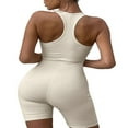 thumbnail image 2 of Combinaison Moulante pour Femme, Couleur Unie, Col en U, Justaucorps Sans Manches, Salopette de Sport Ajustée, une-Pièce, Barboteuse, Barboteuse, Vert Armée, G, 2 of 6