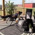 thumbnail image 3 of PURPLE LEAF Extra Wide Outdoor Reclining Chair Patio Zero Gravity Chaise Lounge Folding Chair with Quilted Cushion Adjustable Headrest for Lawn Camping Beach Pool Black and Grey, 3 of 9
