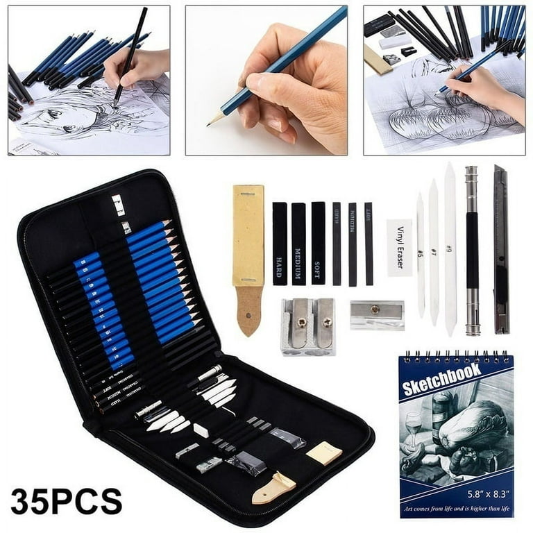 Willstar 35pcs Professional Sketching Drawing Pencils Set Art Pencil Kit  Graphite Charcoal Artist 