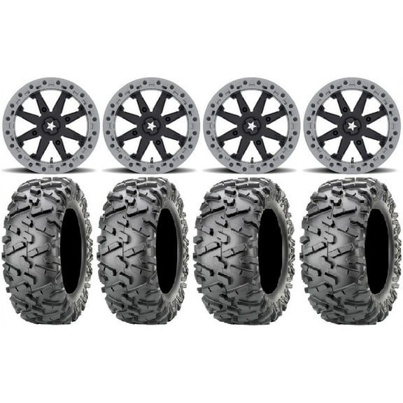 MSA Lok2 Beadlock 14" UTV Wheels 28" BigHorn 2.0 Tires Kawasaki Teryx Mule
