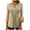 Khaki, variant on aidice 3/4 Length Sleeve Womens Tops Eyelet Button Round Neck Ruched Tunic Casual Solid Color Tee Shirts