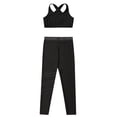 thumbnail image 3 of TiaoBug Kids Girls 2 Pcs Gymnastics Dance Outfits Workout Sport Bra Crop Tank Top with Rhinestones Leggings Athletic Sportswear B Black 16, 3 of 5