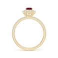 thumbnail image 2 of ANGARA Natural Split Shank Pear Ruby and Diamond Double Halo Ring in 14K Yellow Gold for Women (Size-6x4mm) | July Birthstone, Birthday, Anniversary, Jewelry Gift for Women | Natural Ruby Ring, 2 of 8