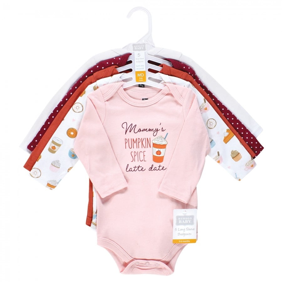 Hudson Baby Cotton Long-Sleeve Bodysuits, 5-Pack, Newborn- 24 Months
