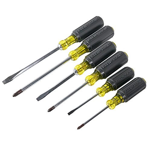 Klein Tools 85074 Screwdriver Set Slotted and Phillips General Purpose Selection with Cushion Grip Handles 6 Piece
