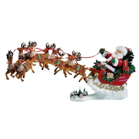 UPC 086131287312 product image for Kurt Adler 24 in. Fabriche Musical Santa with Eight Reindeer | upcitemdb.com