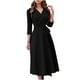thumbnail image 1 of Vestido de mujer con estampado de solapa, manga tres cuartos, cintura alta, lazo, cinturón, vestido Pompotops  hdfakjf9421, 1 of 8