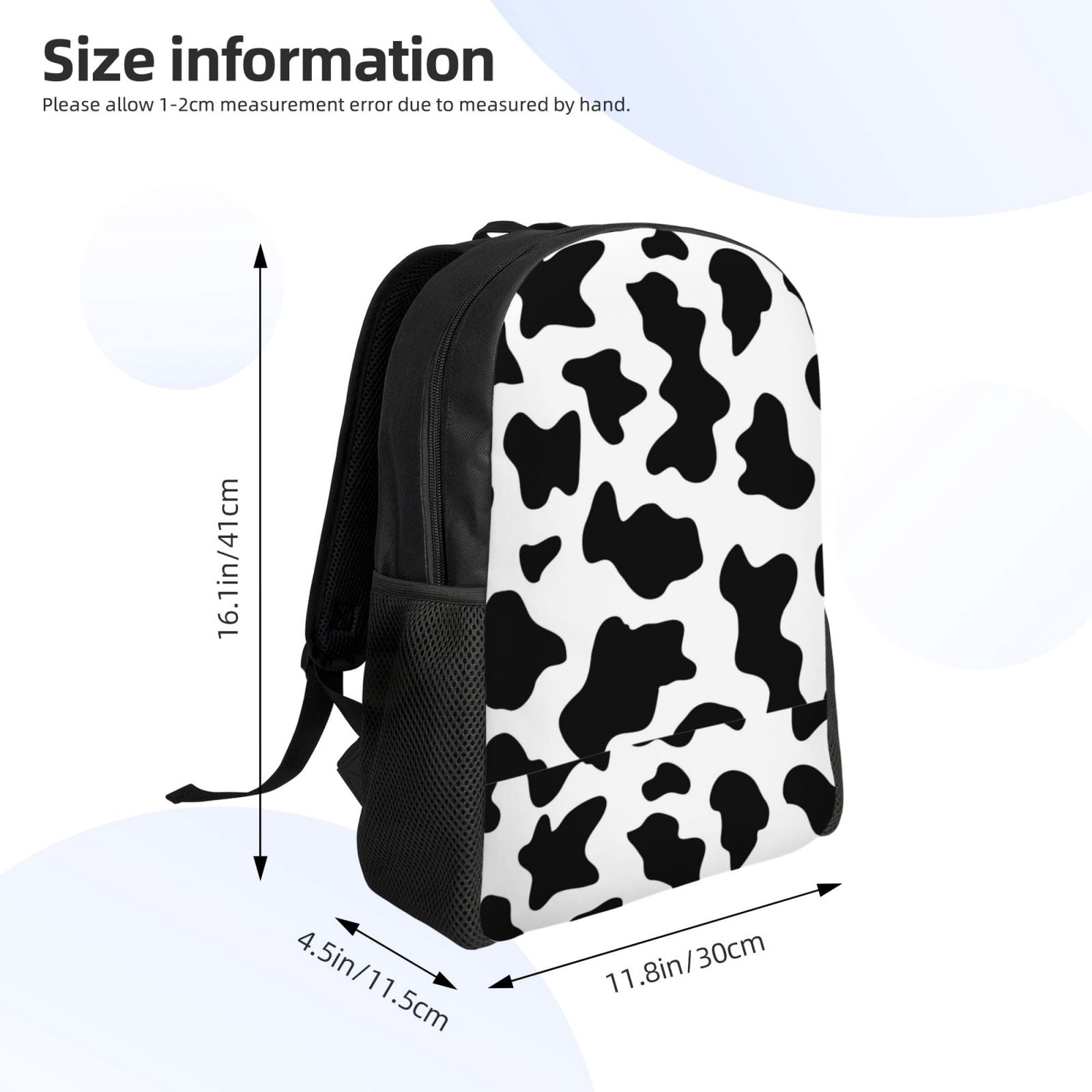 Horeoi Milk Cow Print Waterproof 600D Oxford Laptop Backpack for School Travel Work - Lightweight Durable Bag with Adjustable Straps