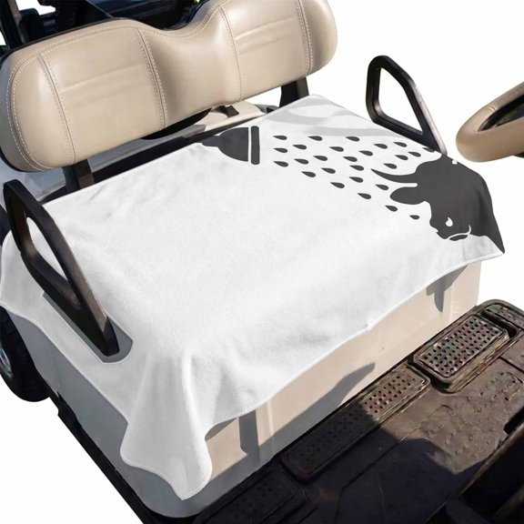 Golf Cart Seat Cover Cow Shower Club Car Golf Cart Seat Covers Soft Absorbent Golfcart Towel Blanket Funny Animal Shadow Golf Seat Covers for Cart Decor Fits 2 & 4 Passenger 51"x31"
