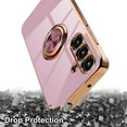 thumbnail image 5 of Dteck for Samsung Galaxy S23 FE Case with Screen Protector, Built-in 360° Rotation Ring Holder Magnetic Stand, Luxury Shiny Plating Edge Shockproof Electroplated Protective Cover,Purple, 5 of 5