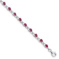 thumbnail image 1 of 925 Sterling Silver Rhodium-plated Composite Ruby and Diamond Bracelet, 1 of 2