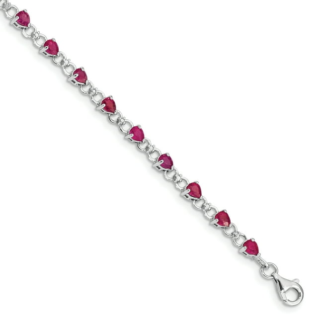 925 Sterling Silver Rhodium-plated Composite Ruby and Diamond Bracelet