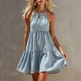 thumbnail image 4 of QUNYINEY Summer Womens Dresses Sleeveless A Line Blue Mini Sundress Crew Neck Vacation Casual Loose Fit Dresses, 4 of 7