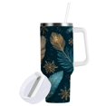 thumbnail image 2 of 40 oz Insulated Stainless Steel Tumbler Double Wall Stainless Steel Tumbler with 2-Way Drinking Snowflake and Feather Pattern, 2 of 9