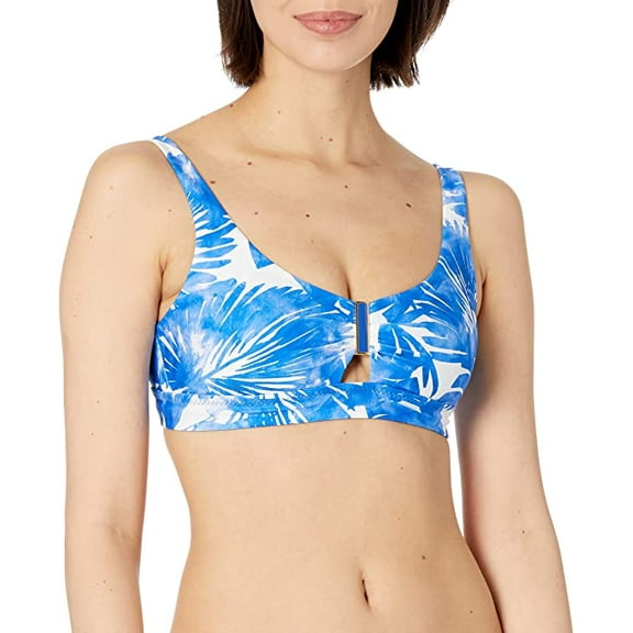 Trina Turk BLUE Basque Banded Halter Bikini Swim Top, US 10