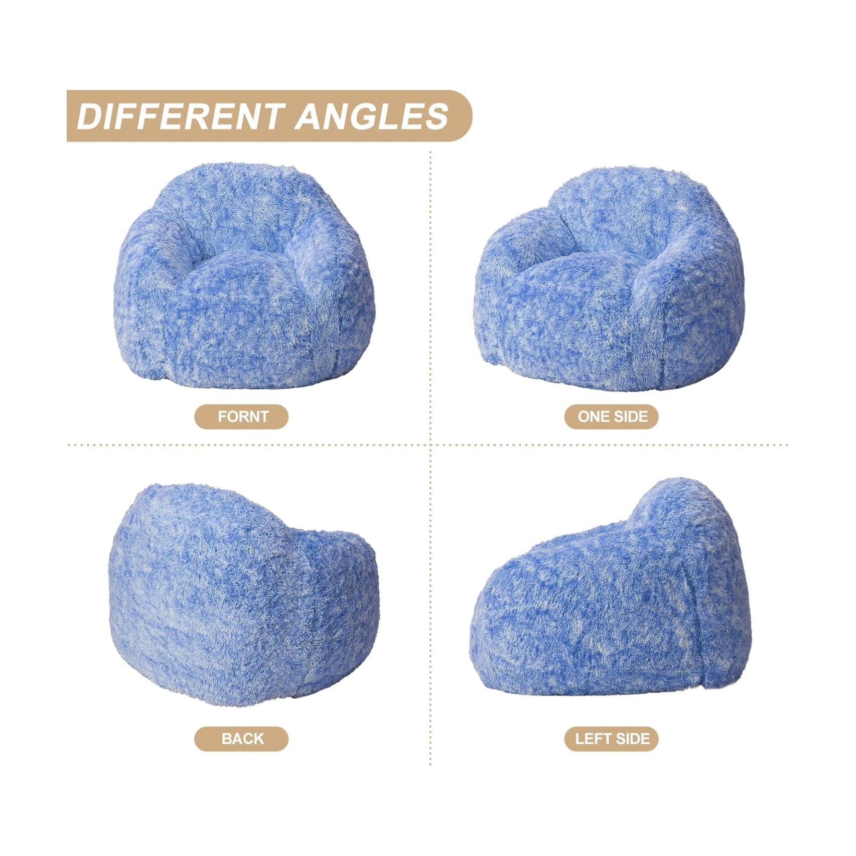 Home Lazy Sofa Bean Bag Chairs for Adults, Faux Fur Bean Bag Chair with Filler, Soft Plush Living Room Beanbag Chair Armrest Bean Bag Couch, Fluffy Couch Lazy Sofa Chair for Reading
