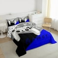 thumbnail image 3 of Manfei Gamer Gaming Lover Queen Comforter Set for Boys, Cartoon Game Console Bedding Comforter Set, Black Blue Reversible Bedding Set, Luxury Bedroom Decor, 3 Pieces, 3 of 8