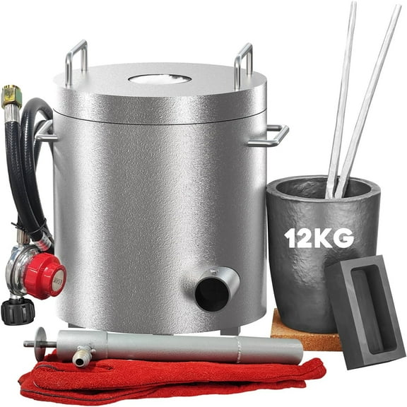 Ladcaser 12KG Propane Melting Furnace Kit Foundry Home, 2700°F Casting Refining Smelting, for Metal Scrap Recycle, Gold Copper Silver Casting