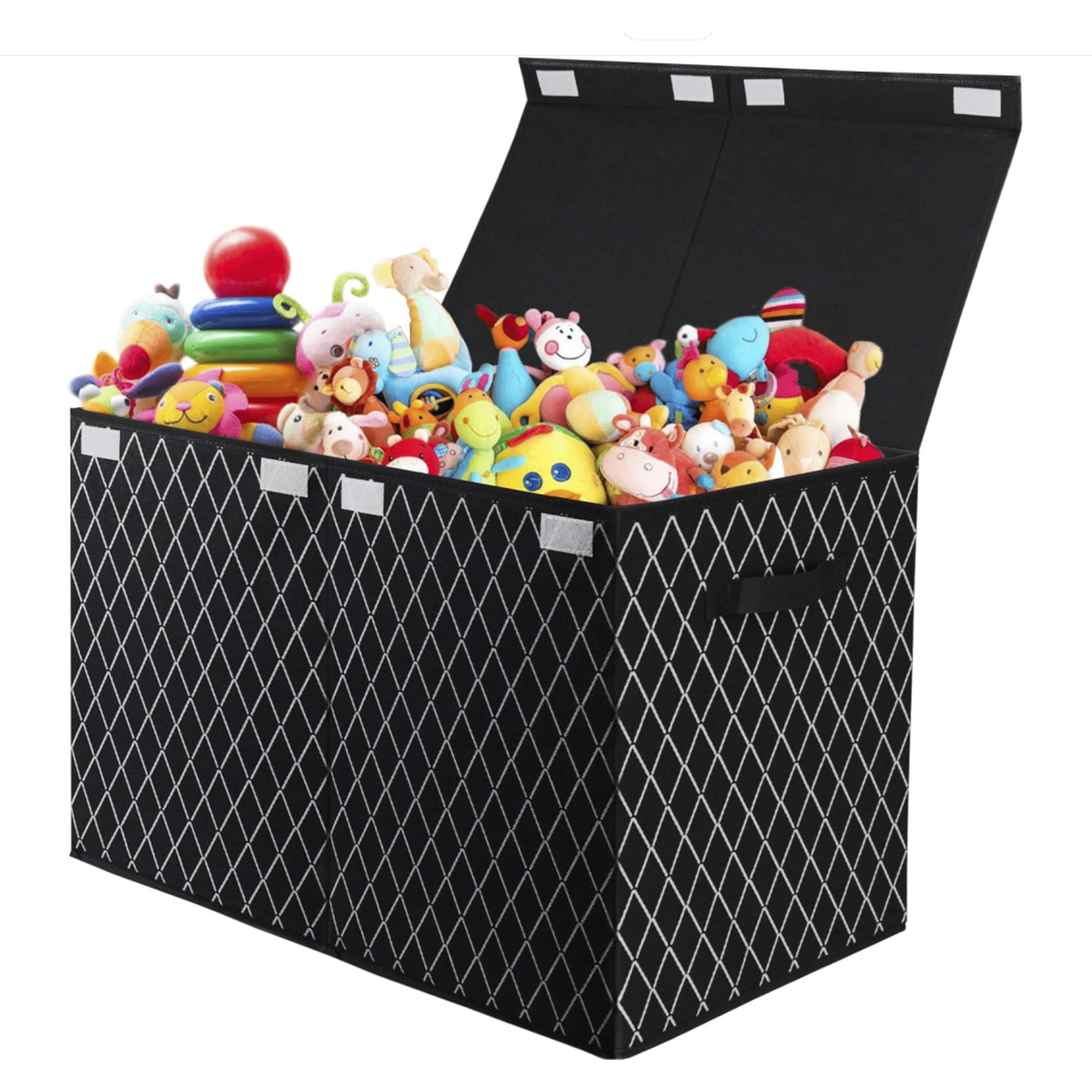 Homyfort Toy Box Chest Storage Organizer for Boys Girls - Large Kids Collapsible Toy Bins Container with Lids and Handles for Bedroom ,Playroom,Nursery,Clothes,Stuffed animals ( Black)