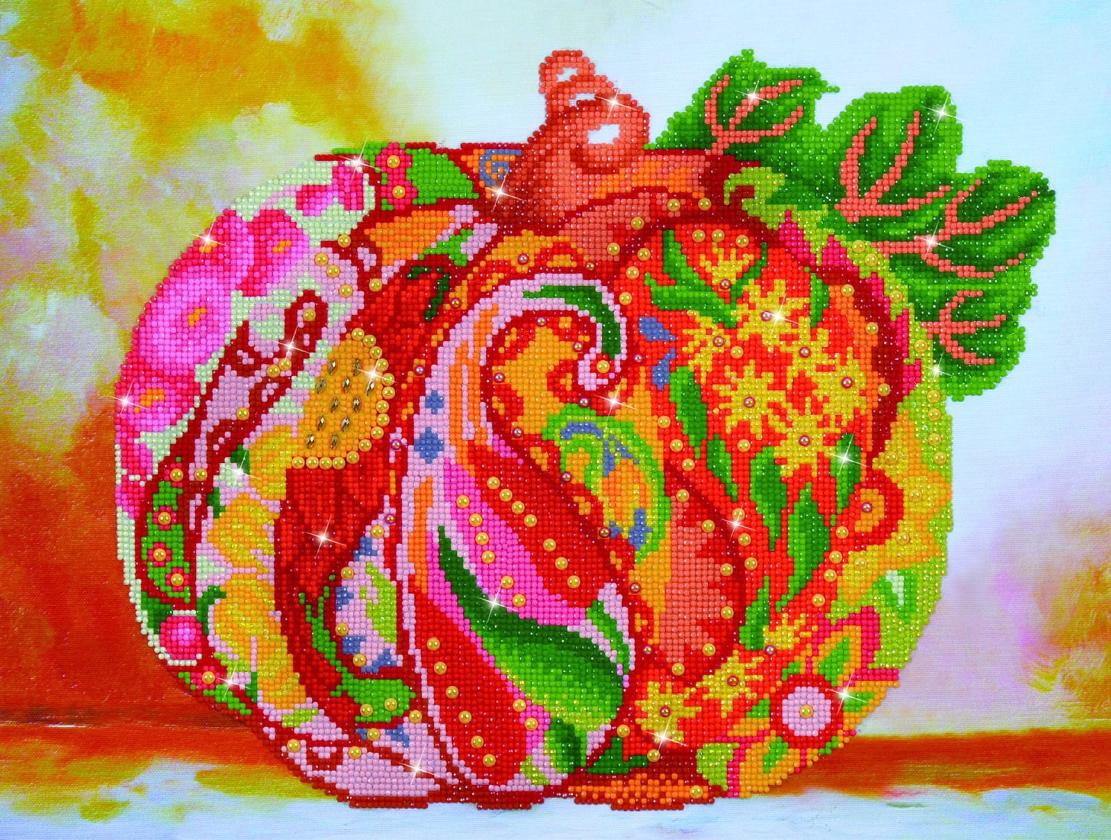 Diamond Dotz Autumn Pumpkin Rose Sparkle Diamond Painting Kits for Adults - Diamond Art Kits a Relaxing Creative Craft Kit with Dotz Gems 20.47x15.35