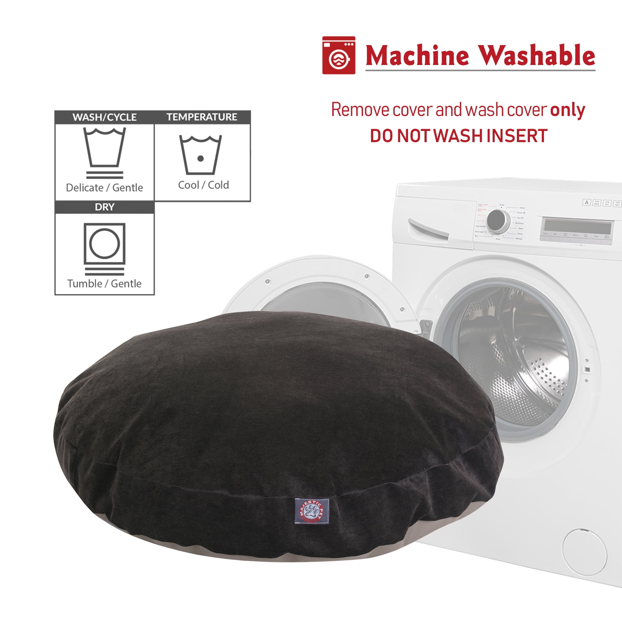 Majestic Pet | Villa Velvet Round Pet Bed For Dogs, Removable Cover, Storm, Small