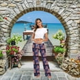 thumbnail image 3 of FREEAMG Womens Gilrs Stylish Pattren Comfy Drawstring Lounge Pajama Pants Wide Leg Sleepwear Bottom, 3 of 6