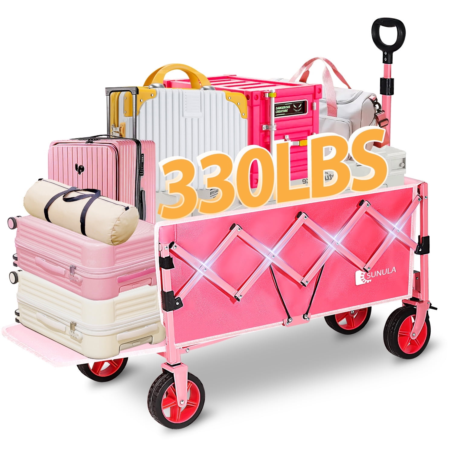 Collapsible Garden Wagon Cart with Removable Canopy, VECUKTY