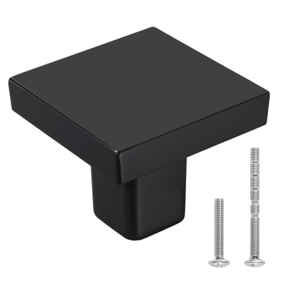 VEVOR Cabinet Knobs, 10 Pack, 1.18 Inch Black Zinc Alloy Drawer Pulls & Door Handles, Square Kitchen Solid Knobs Dresser Handles, Cupboard Hardware with Screws for Bathroom Closet Cabinets Drawers