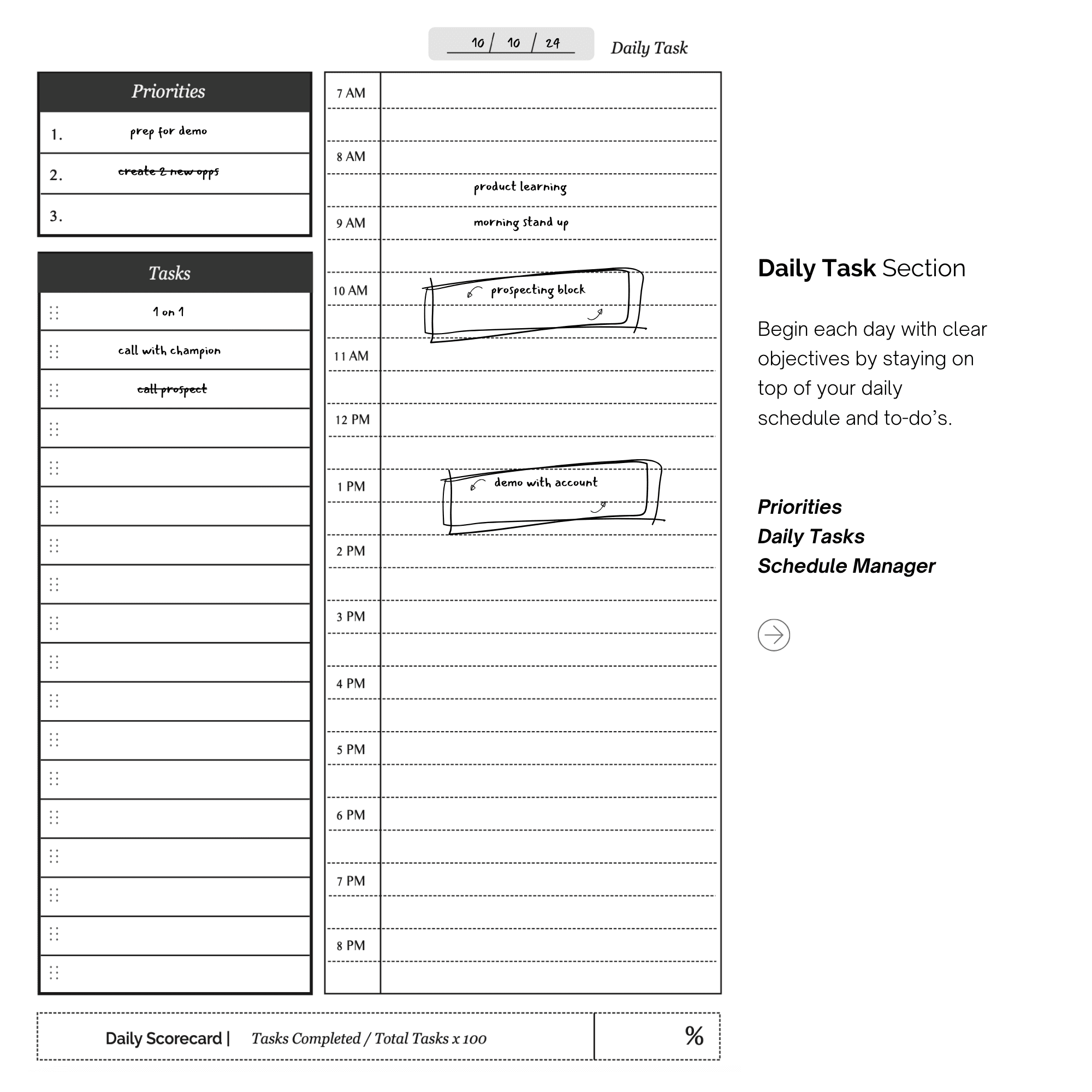 Business Task Manager - Spiral Notebook -  Planner for Daily, Weekly, Work Tasks and Projects - B5