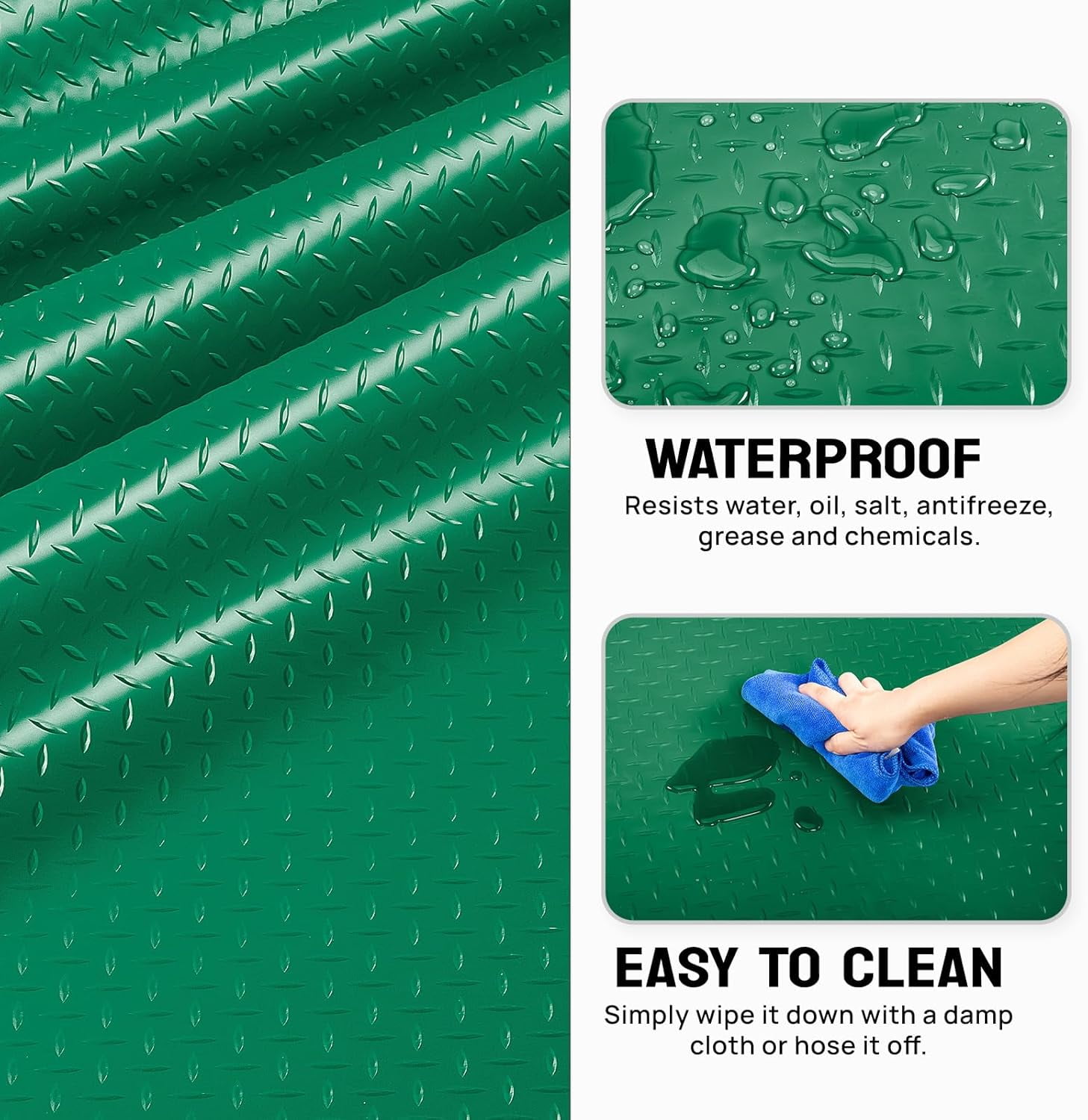 Ktaxon 7.5x17 FT Garage Floor Mat for Under Car,Thickened PVC Roll Floor mats，Waterproof Non Slip Parking Mat,Green