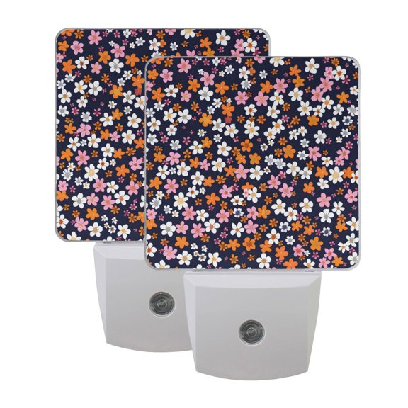 Dailycode 2 Pack LED Plug in Night Light with Dusk to Dawn Sensors for Home Kids Room Bedroom, Cute Tiny Flowers