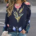thumbnail image 2 of Watercolor Wildflowers Womens Oversized Sweatshirts Hoodies Crewneck Casual Tops Comfy FallWinter Clothes 2024, 2 of 7